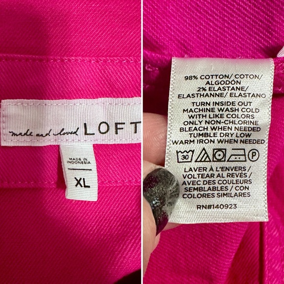 LOFT Denim Chore Utility Jacket in Hot Magenta Size Extra Large - Picture 7 of 7